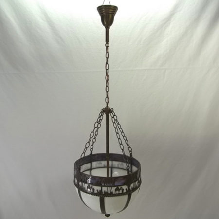 Slag glass inverted bowl ceiling fixture - Old Lamps & Things, LLC